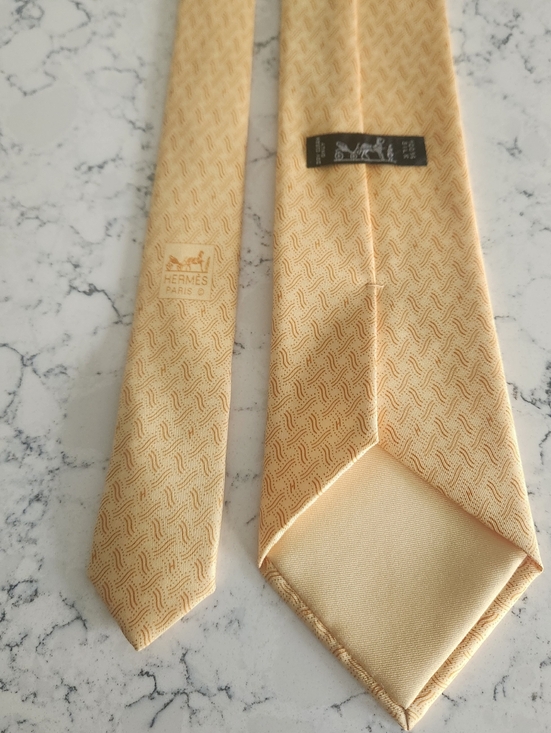 Hermes Other - Hermes H Pattren Tie Silk Butter Yellow 7855 UA France Formal Faconnee Initial H